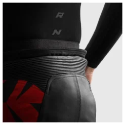 Spodnie skórzane REBELHORN INFERNO BLACK/BLUE/WHITE/RED czarny niebieski biały czerwony