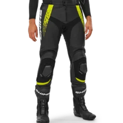 Spodnie skórzane SHIMA STR 2.0 BLACK/FLUO czarny żółty fluo