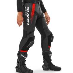 Spodnie skórzane SHIMA STR 2.0 BRIGHT RED czarny czerwony fluo