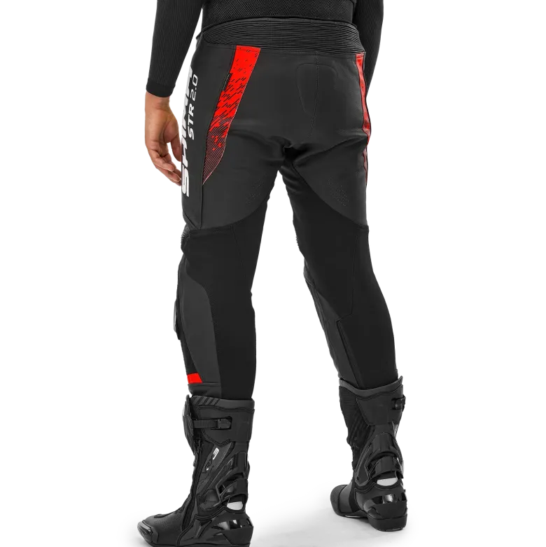 Spodnie skórzane SHIMA STR 2.0 BRIGHT RED czarny czerwony fluo