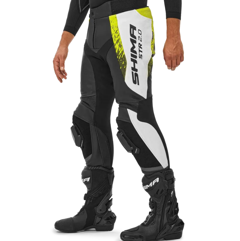 Spodnie skórzane SHIMA STR 2.0 FLUO czarny biały żółty fluo