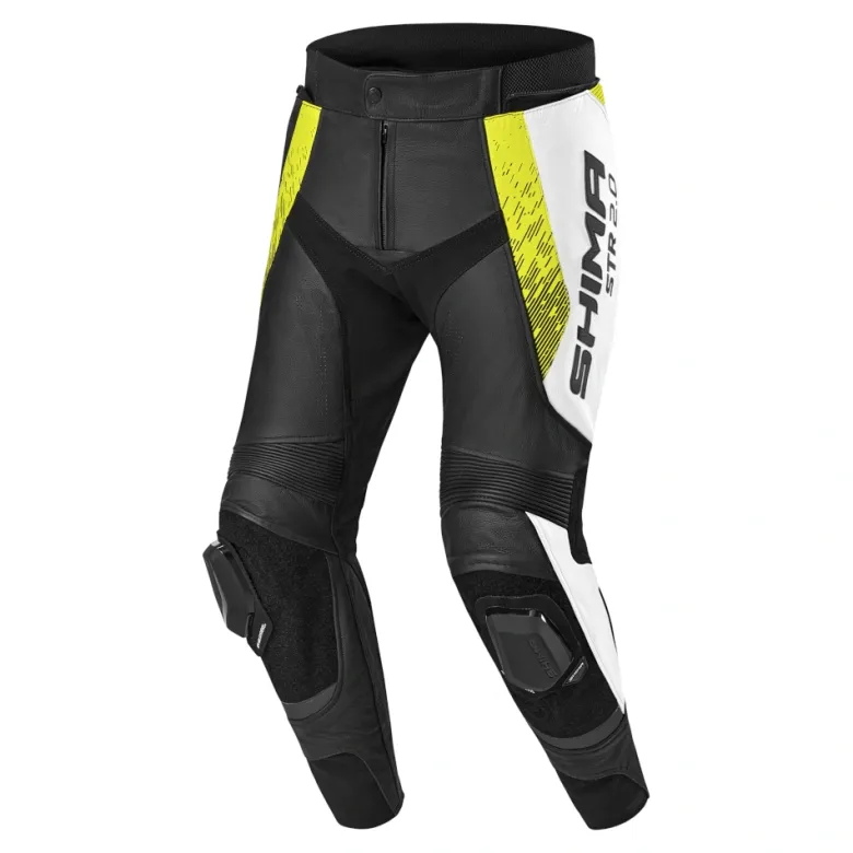 Spodnie skórzane SHIMA STR 2.0 FLUO czarny biały żółty fluo