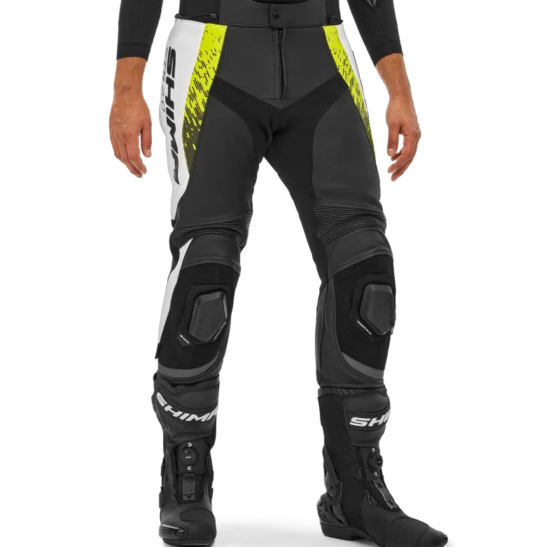 Spodnie skórzane SHIMA STR 2.0 FLUO czarny biały żółty fluo