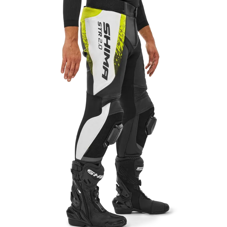 Spodnie skórzane SHIMA STR 2.0 FLUO czarny biały żółty fluo