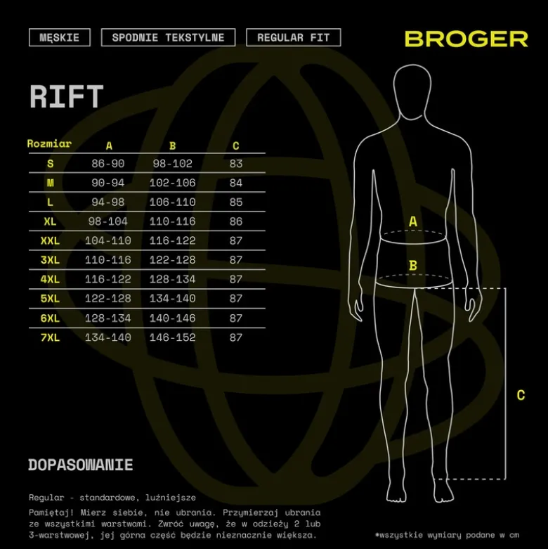 Spodnie tekstylne BROGER RIFT BLACK czarny