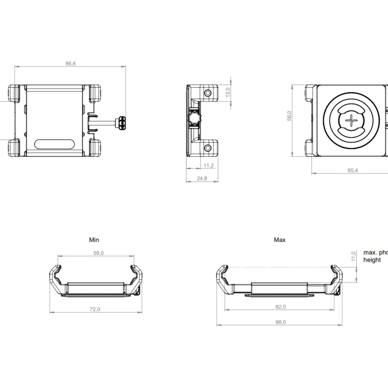 Uchwyt do mocowania SP CONNECT UNIVERSAL PHONE CLAMP SPC+ czarny
